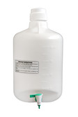 Carboy Bottle with Stopcock, 20 Liter Capacity, White Polypropylene with 2 Handles