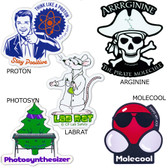 Funny Science Stickers, Vinyl, 3", Custom 5-Pack