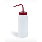 Wide-Mouth 500ml (16oz) Polyethylene LDPE Wash Bottles, Red Polypropylene 53mm Cap, pack/6