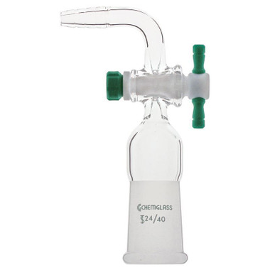 Flow Control Adapter, 90°, 2mm Stopcock, 24/40 Outer Joint, each