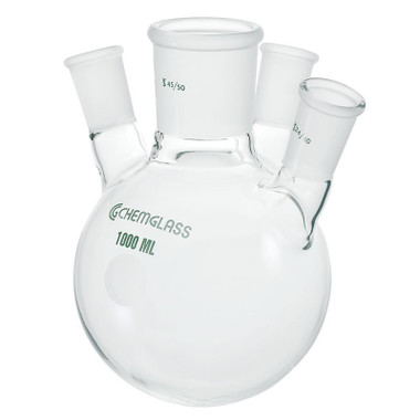 Deschem 5L 5000ml Flat Bottom 2-Neck Glass Flask - 24/40 Ground Joint For Lab Use