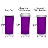 Purple Pharmacy Vials, Child Resistant, Reversible, 16 dram, case/240 (minimum order req)