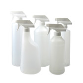 32oz Natural Nylon/PE Modern Rounds with 28-400 White PP Industrial Trigger Sprayer attached, case/6