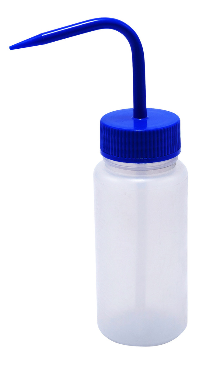 Wash Bottles, 250mL, LDPE, Blue Cap, pack/5