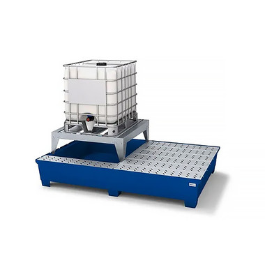 Tote Risers 2-Tote IBC Containment Platform, Single Dispensing Stand, Painted Steel