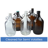 128oz (3,840mL) Clear Glass Jug with 38-400 White PP Cap & PTFE Disc, Cleaned & Certified for Semi-Volatiles, case/4