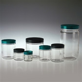 Clear Glass Jar, 1oz, Black Vinyl Lined Cap, case/48