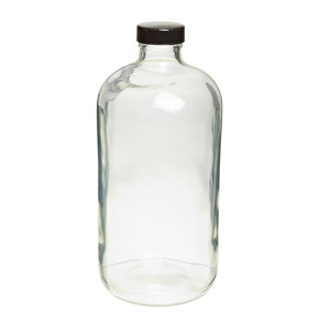 Wheaton® 16oz Clear Glass Bottles, French Squares, PTFE Liner