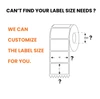 Customizable Direct Thermal Synthetic Label sizes diagram.