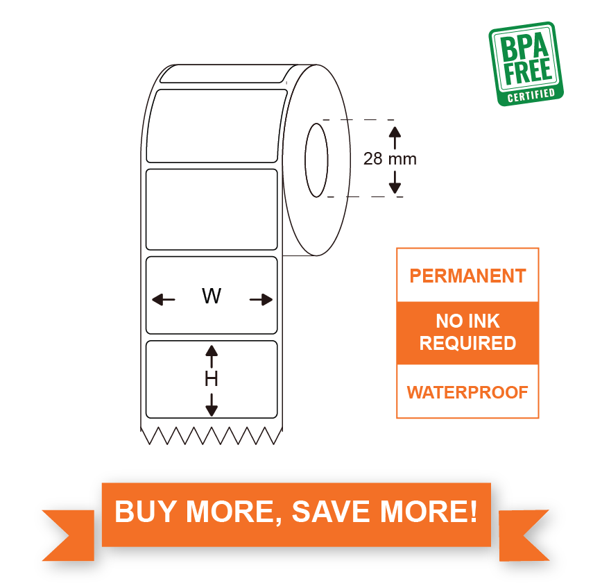 Direct Thermal Labels 100mm(W)*48mm(H),permanent adhesive, 1500 Labels/Roll