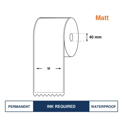 Matt Inkjet Synthetic  Labels 100mm*30M continuous, Best option for Epson TM-C3500 , CW-4010A