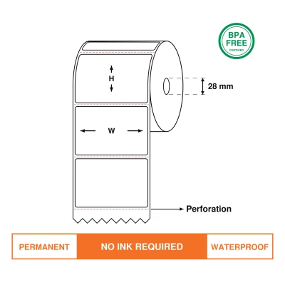 Direct Thermal Synthetic Labels  100mm(W)*73mm(H), Waterproof