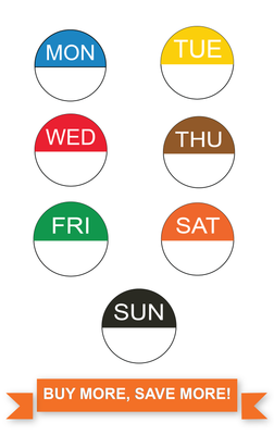 food labels-food rotation labels/Day Dot labels combo-24mm*24mm-1000 labels- Removable adhesive