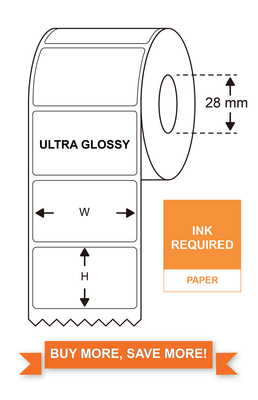 Thermal Transfer Labels, Ultra Glossy White, 90mm(W)*55mm(H),800 Labels/Roll