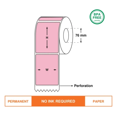 Direct thermal labels, Pastel Pink, 100mm(W)*150mm(H), 1000 labels/roll