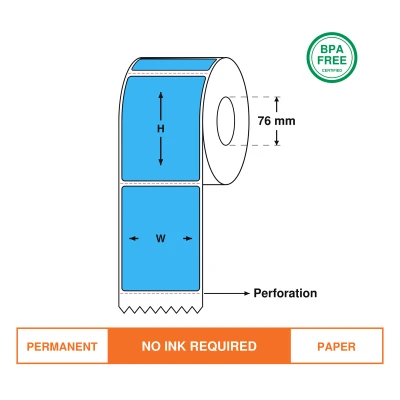 Direct thermal labels, Blue Colour, 100mm(W)*150mm(H), 1000 labels/roll