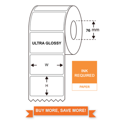 Ultra Glossy Thermal Transfer Labels with dimensions diagram