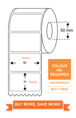 Colour labels-Synthetic Inkjet Labels-Waterproof labels-65mm40mm, 1000LabelsRoll