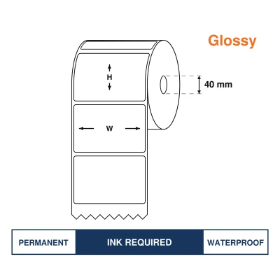 Gloss Inkjet Synthetic Label 65mm*40mm, 1000Label,Best option for Epson TM-C3500 , CW-4010A