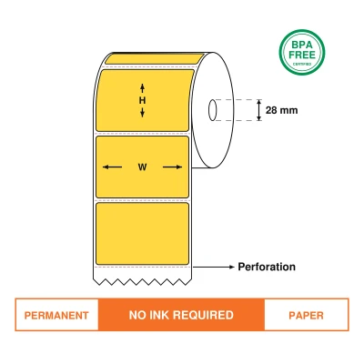 Yellow  Direct Thermal Labels  60mm(W)*25mm(H),1000 Labels/Roll