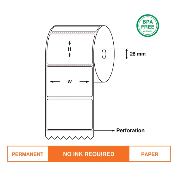 Direct Thermal Labels 80mm(W)*40mm(H),1000 Labels/Roll