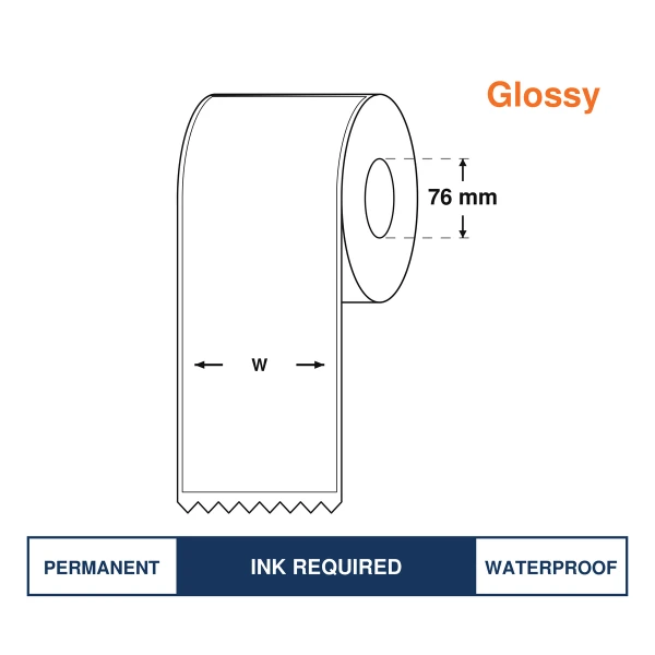 High Gloss Inkjet  Synthetic  Label 100mm*80M continuous, Best options for Epson C6500/C6010