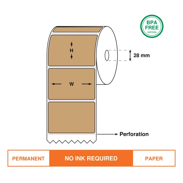 Kraft  Direct Thermal Labels  60mm(W)*25mm(H),1000 Labels/Roll