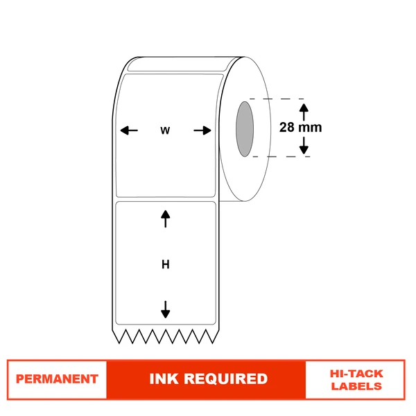 Thermal Transfer Tyre Labels 100mm x 174mm Hi Tack Permanent Adhesive White 350 Labels per Roll Ink Required
