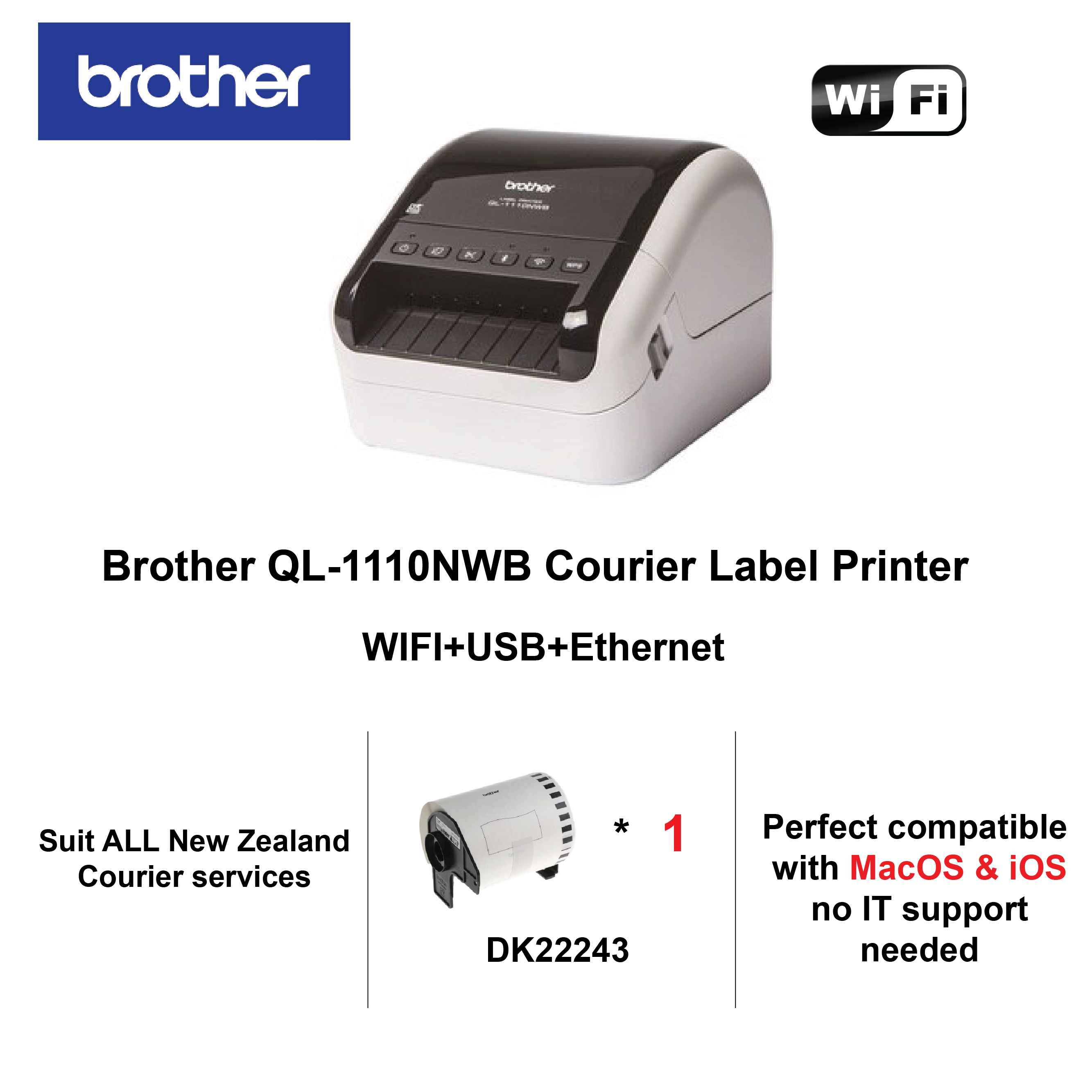 Label printer- Brother QL-1110NWB WIFI combo- Courier label printing