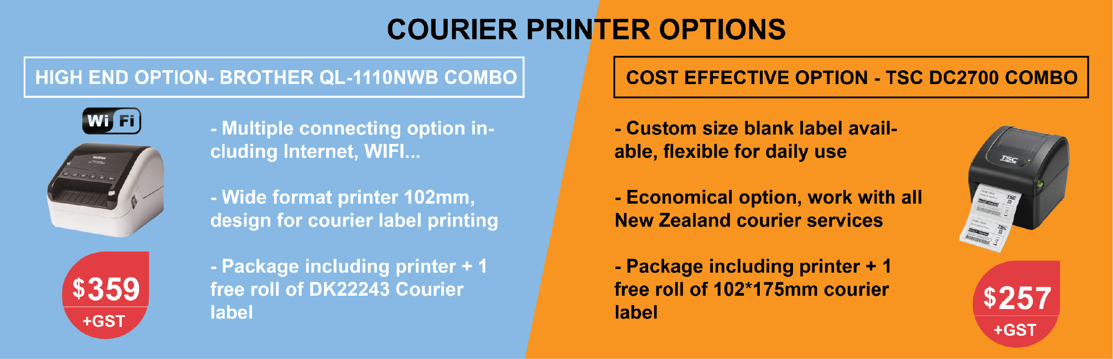 Label printer- Brother QL-1110NWB WIFI combo- Courier label printing