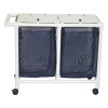 Double hamper with mesh bag (25.71 gallon capacity per bag)- 3" twin casters- zipper opening- push/pull handle - # 218-D