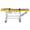 Med. Multi-Pos. Bath Chair - 197-MC-22  - Reclined - These bathing chairs cannot lie totally flat because the reline mechanism hits the base and keeps the back from laying flat. There is a slight angle.