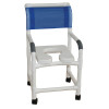 MJM Intl - Shower Chair, 18", Int. Width, 3" Total Lock Casters, Deluxe Elongated Open Front Soft Seat, 300 lbs Weight Cap. - 118-3TL-SSDE