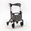 Triumph Mobility - Maverick Rollator (Carbon Fiber) # 520-10228 - Front view with the bag attached and the cane