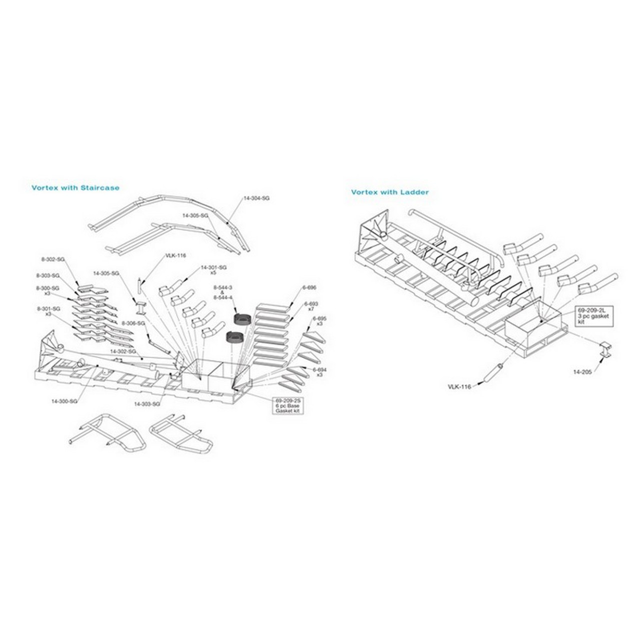 SR Smith - Vortex Pool Slide, Closed Flume With Ladder, Blue - 695-209-23 - Exploded