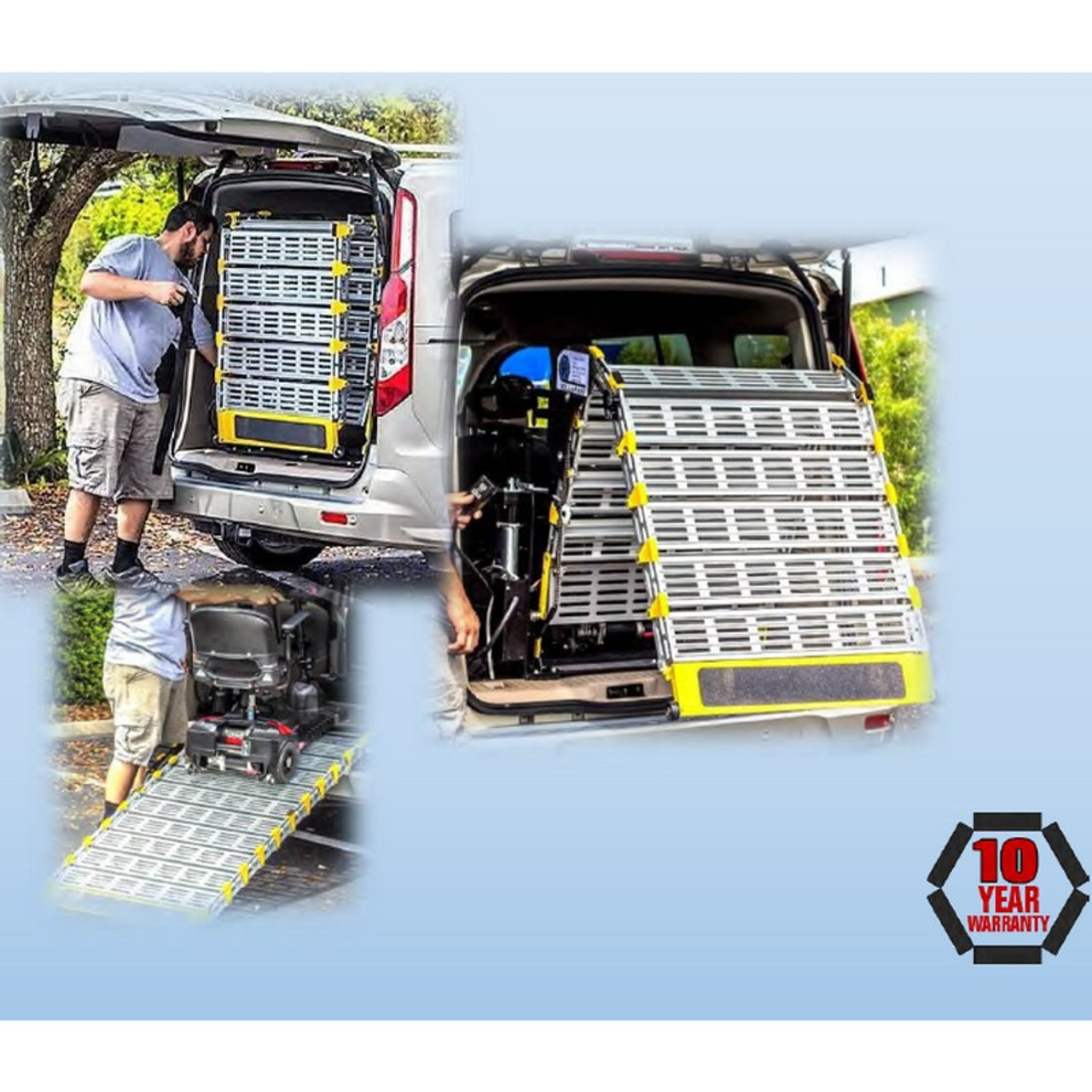 Roll-A-Ramp - Van Ramp, Powered/Mini-Fold, w/Pendant Cord Remote, 26" x 6' - MF1 - Ramp stores inside vehicle and is protected from weather elements.