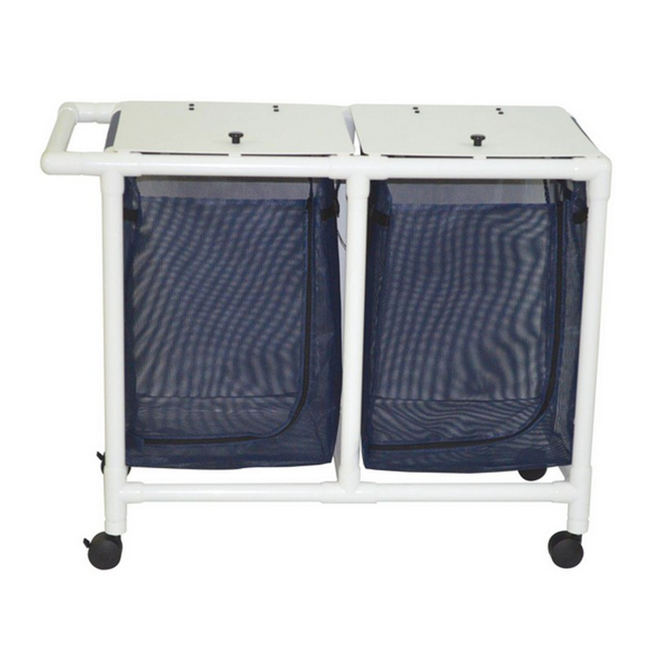 MJM International - Space saving double hamper with leak proof bags only (35 gallon capacity per bag)- 3" twin casters - # 217-D-LP