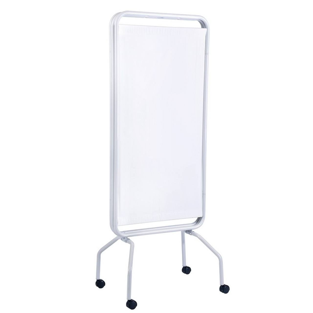 Winco - Privess Basic 3 Panel Steel Frame Folding Screen withith Standard White Vinyl # 3130 folded