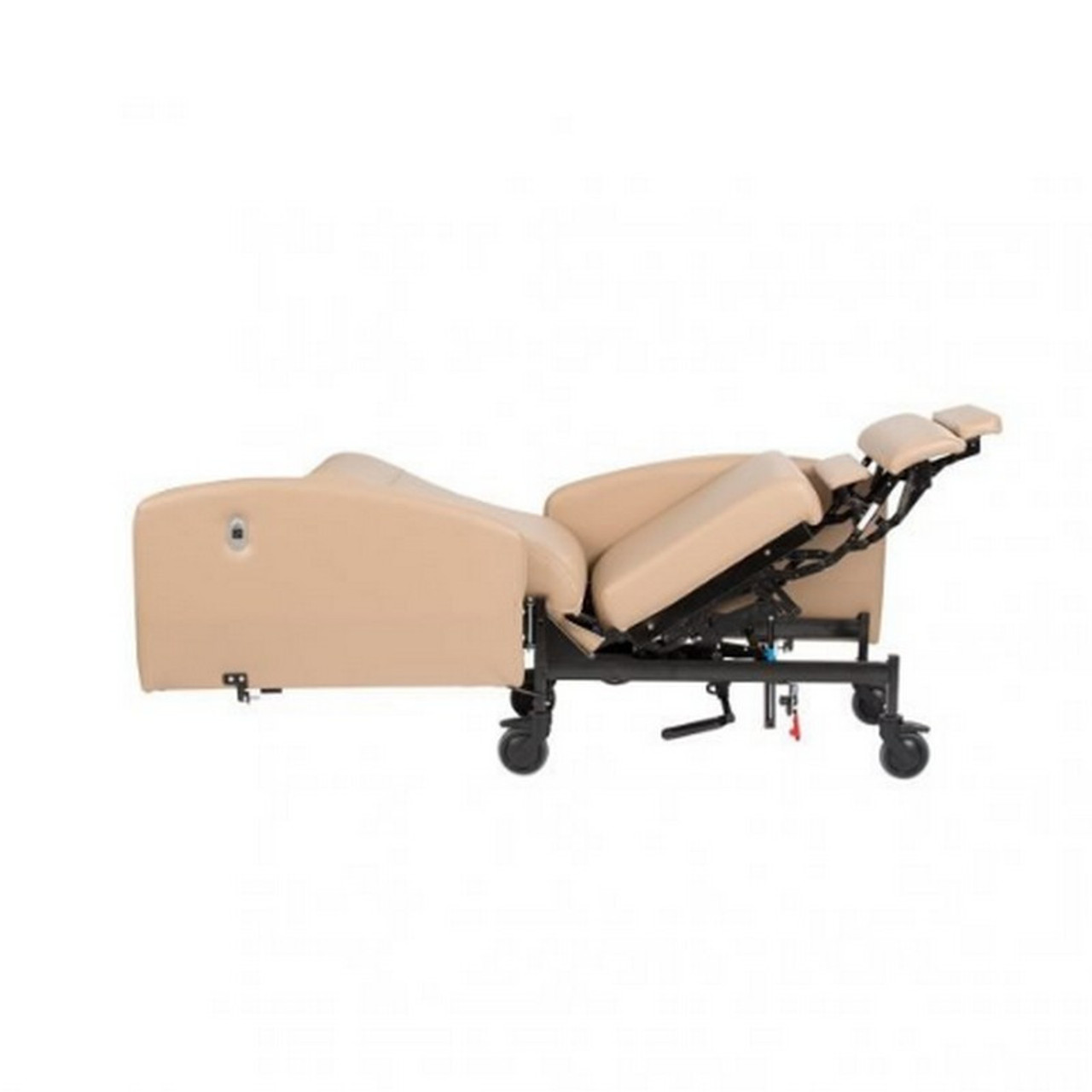 Winco - Vero XL Care Cliner - Push Back - Fixed Arms - 5" Casters - Footplate - On the Verō, Trendelenburg is controlled with bilateral access foot levers, reducing clinician's need to bend to reach controls.
