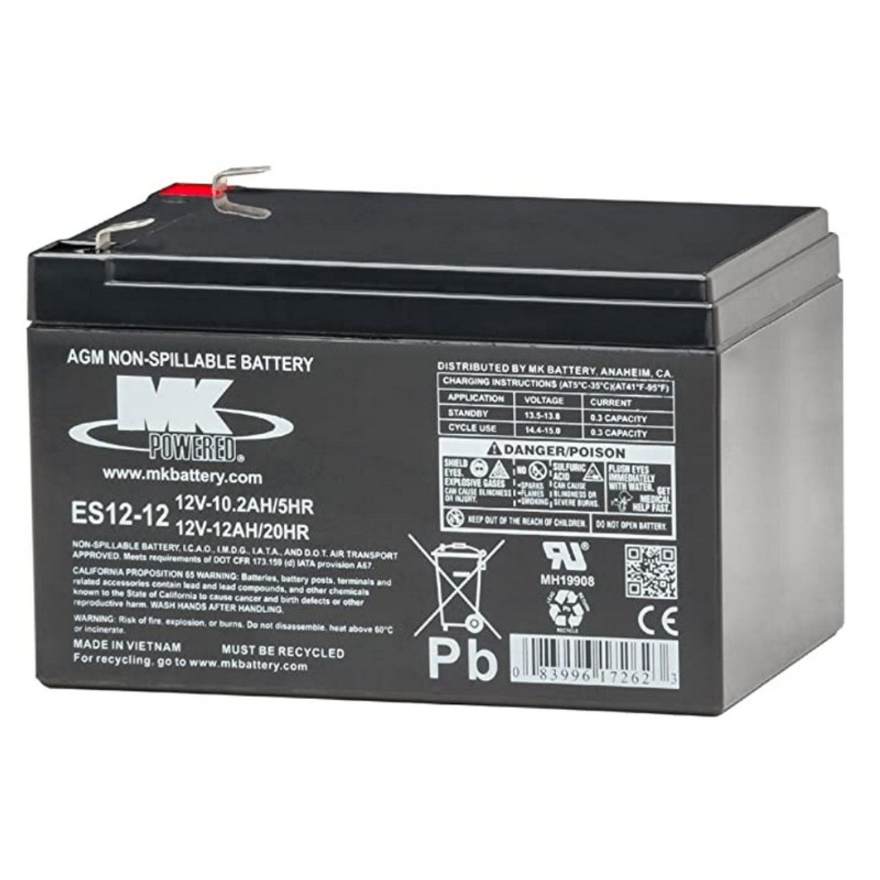 EV Rider - 2 Batteries for Transp. SLA Models - 12 Ah SLA - MK12-12