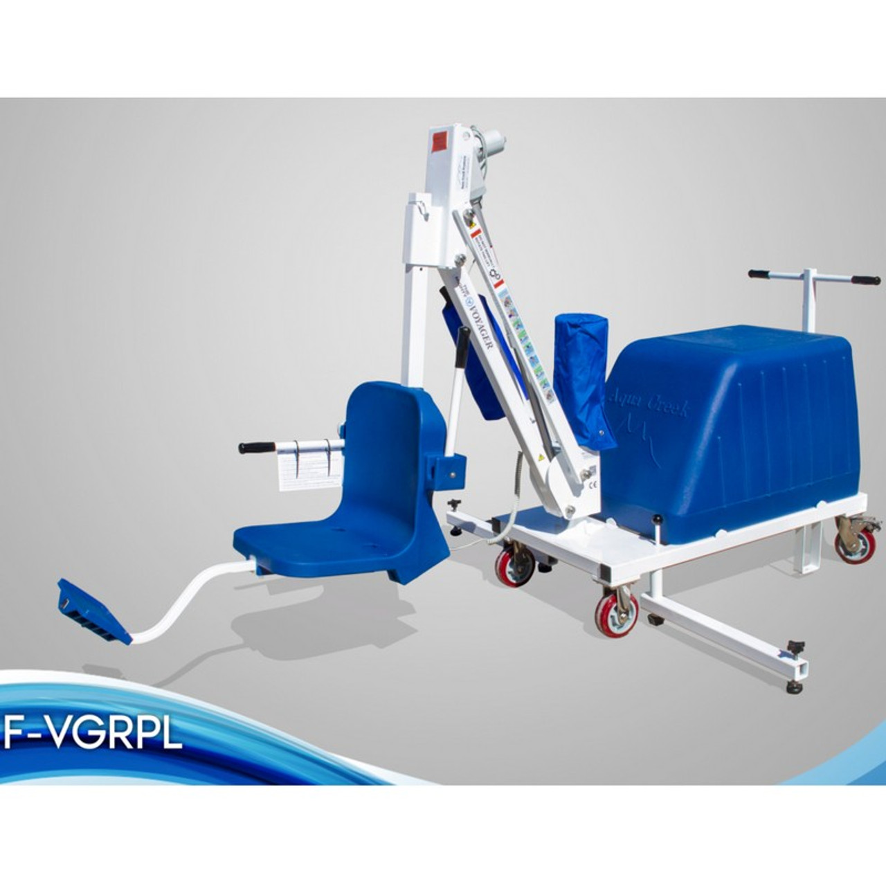 Aqua Creek - Lift, Mighty Voyager, 325 lb Cap (Sand Not Included), ADA Comp./UL Cert., Choose Colors - F-VGRPL-C - White with Blue Seat