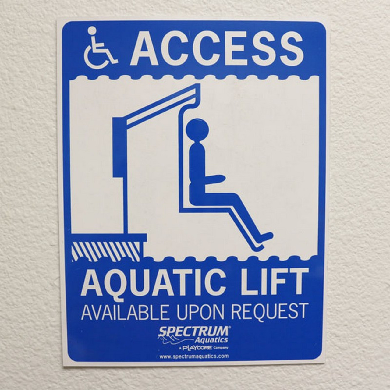 Spectrum Aquatics - Horizon BP 450 Deluxe Pool Lift - 450 lbs. - No Anchor - ADA Compliant - 2010102-DLX - ADA Pool Lift Sign 