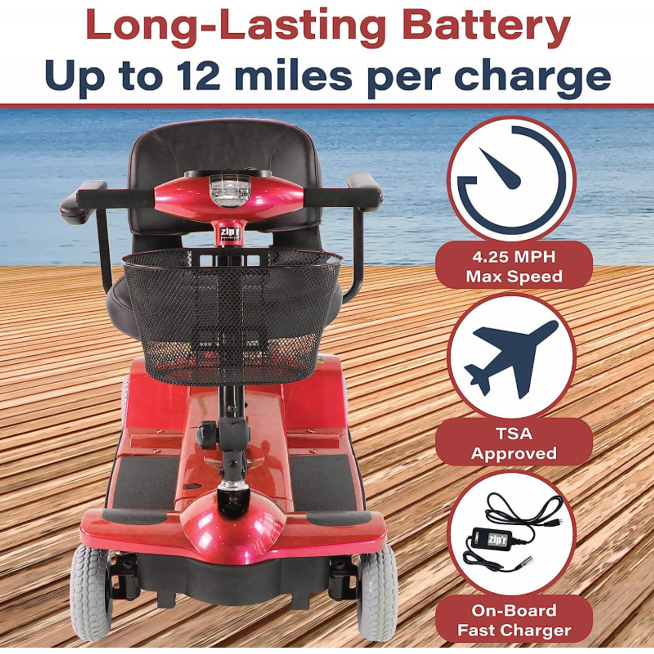 Zipr Mobility - Zipr 4 Xtra Red -  ZIP04RED