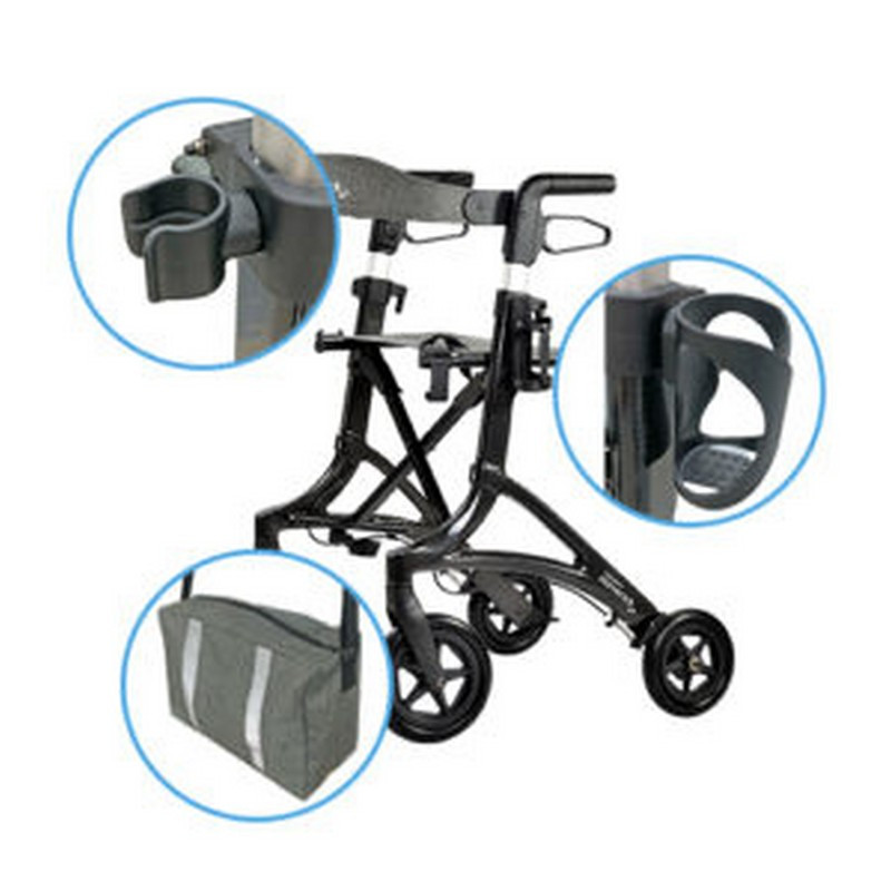 Triumph Mobility - Maverick Rollator (Carbon Fiber) # 520-10228  with Cup holder, Cane holder and Shopping bag