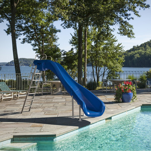 SR Smith - Rogue2 Pool Slide, White, Right Curve - 610-209-5812 - Installed at a pool
