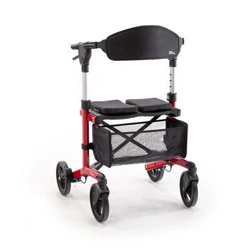 Triumph Mobility - Escape Rollator Charcoal -19" seat height # 500-10195 with - Escape - shopping bag attached shown in red