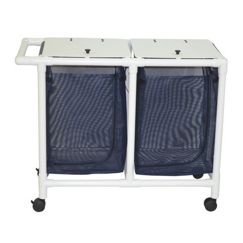 MJM International - Space saving double hamper with leak proof bags only (35 gallon capacity per bag)- 3" twin casters - # 217-D-LP