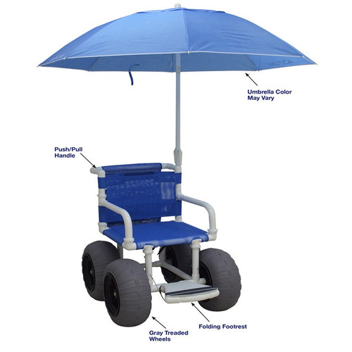 MJM International - All Terrain Chair/Recreational Chair w/Storage Bag & Umbrella - E720-ATC-GRYW-UMB-KD - Great Rental Income Business