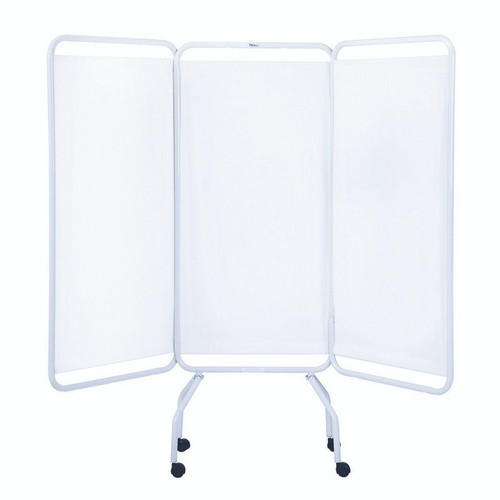 Winco - Privess Basic 3 Panel Steel Frame Folding Screen withith Standard White Vinyl # 3130