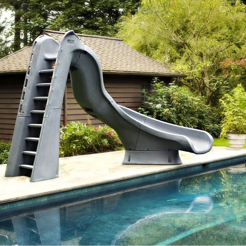 SR Smith - TurboTwister Pool Slide, Gray Granite, Right Curve - 688-209-58124 - Installed at a pool